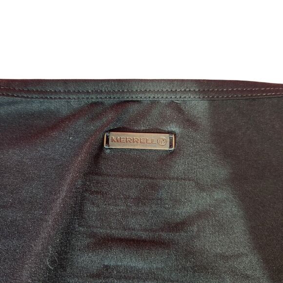 Merrell Womens Sz L Dress Long Sleeve Heavy Stretch Tie Waist Knee Length Black - Picture 4 of 10